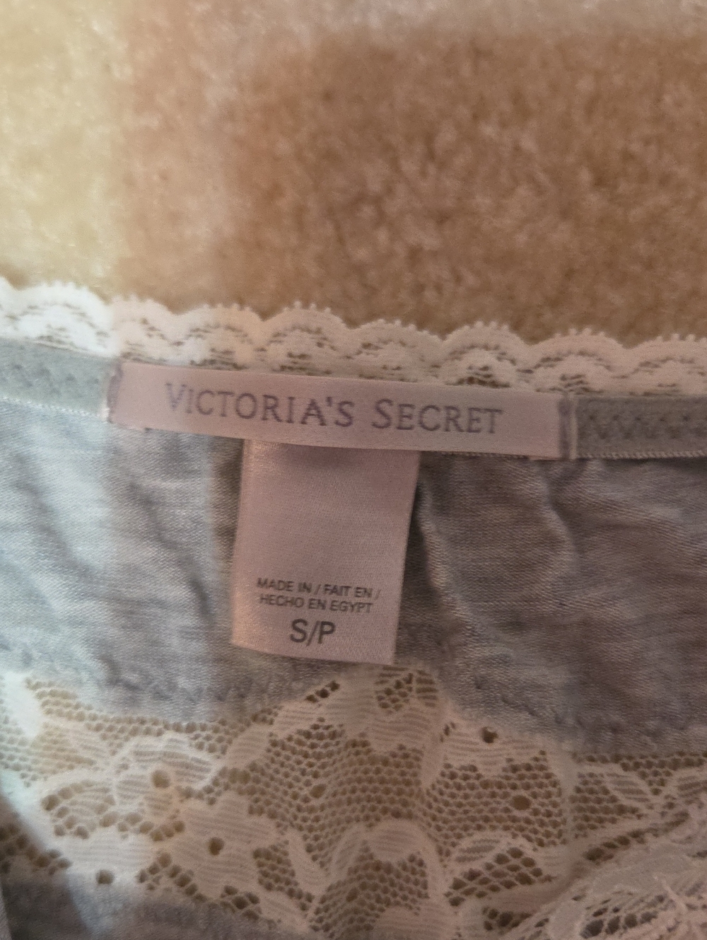 Victoria's Secret Gray Lace-Trim Camisole & Shorts Sleep Set with Pink Accents - Picture 2 of 2